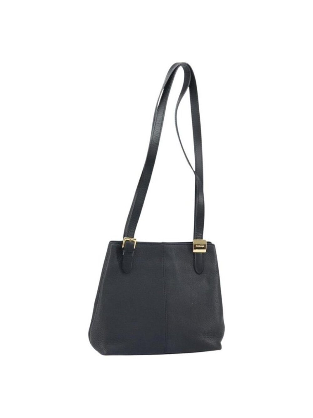 Authentic Burberrys Shoulder Bag Leather Black Gold